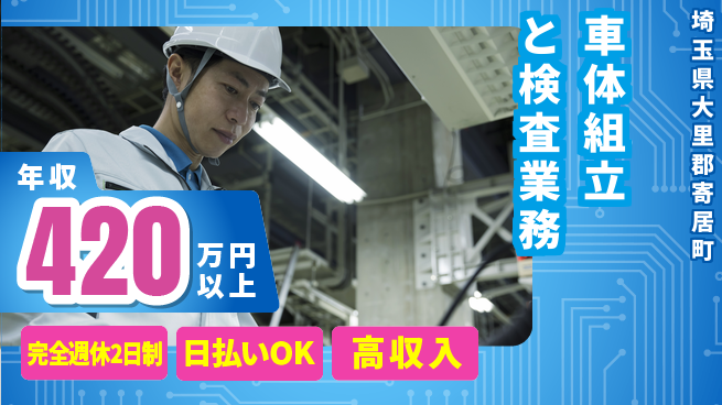 日本マニュファクチャリングサービス株式会社 休みもしっかり【車体組立と検査業務】の工場求人・派遣情報 | ジョバディ工場