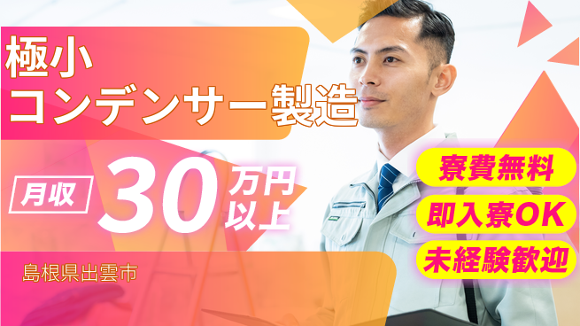 株式会社ワールドインテック 成長支援有【極小コンデンサー製造】の工場求人・派遣情報 | ジョバディ工場