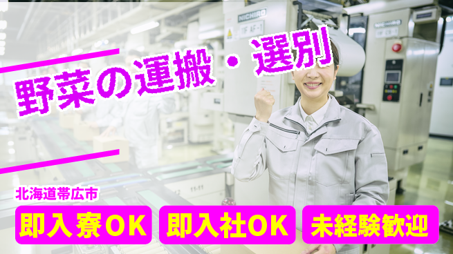 東洋ワーク株式会社 車通勤可【野菜の運搬・選別】の工場求人・派遣情報 | ジョバディ工場