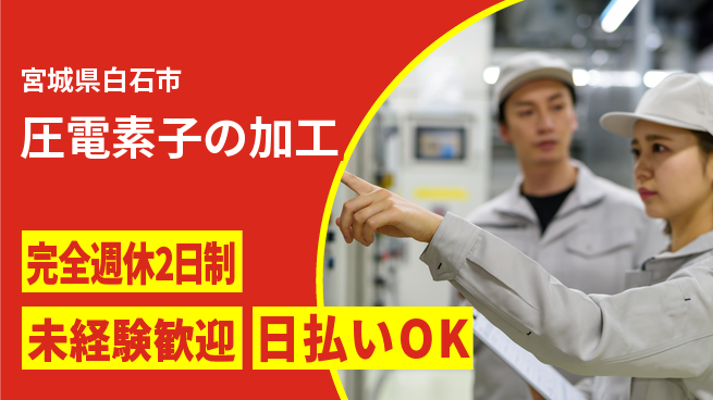 日本マニュファクチャリングサービス株式会社 技術を磨く【圧電素子の加工】の工場求人・派遣情報 | ジョバディ工場