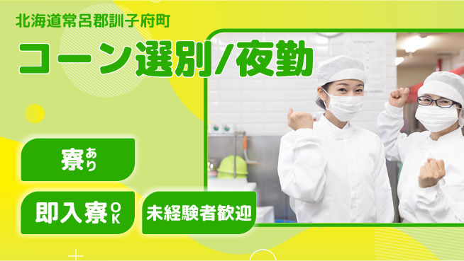 東洋ワーク株式会社 期間限定募集【コーン選別/夜勤】の工場求人・派遣情報 | ジョバディ工場