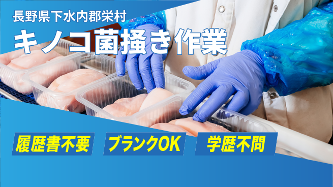 株式会社綜合キャリアオプション 増員募集！【キノコ菌掻き作業】の工場求人・派遣情報 | ジョバディ工場